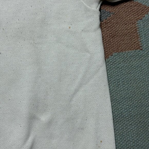 Vintage 70s 80s crewneck sweatshirt blank white stained grunge worn adult XL - Picture 3 of 12